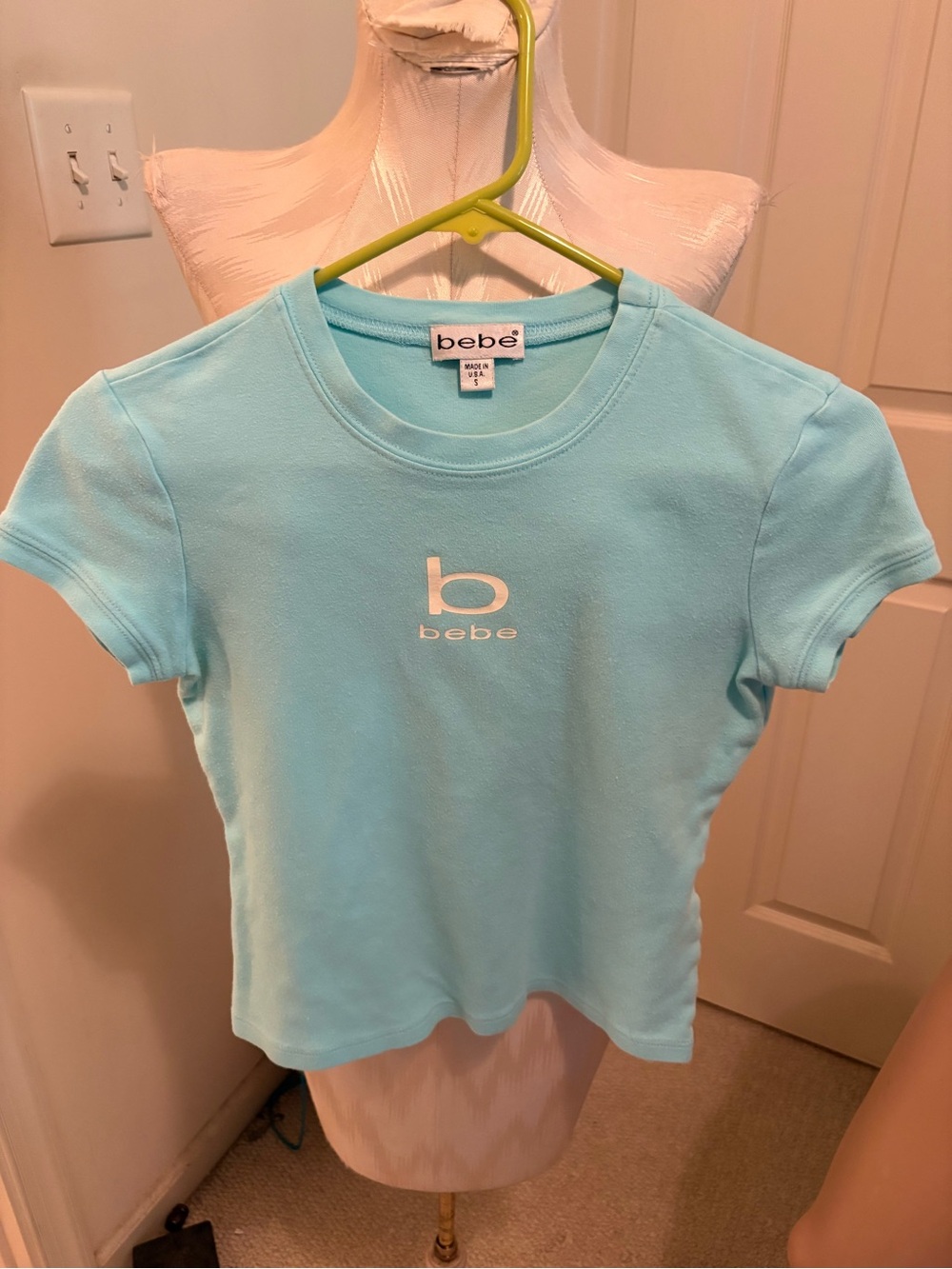 bebe women’s  Blue Logo Tee size Small
